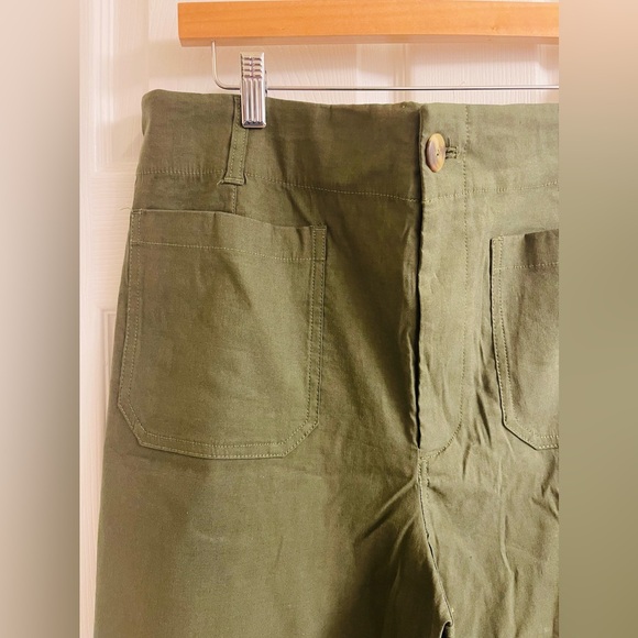 The Colette Magic Fabric Crop Wide-Leg Pants by Maeve - Olive, Sz 33, NWT - Picture 8 of 10